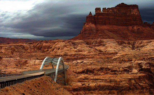 USA Utha Bridge Over Colorado River Close To Hite Marina
