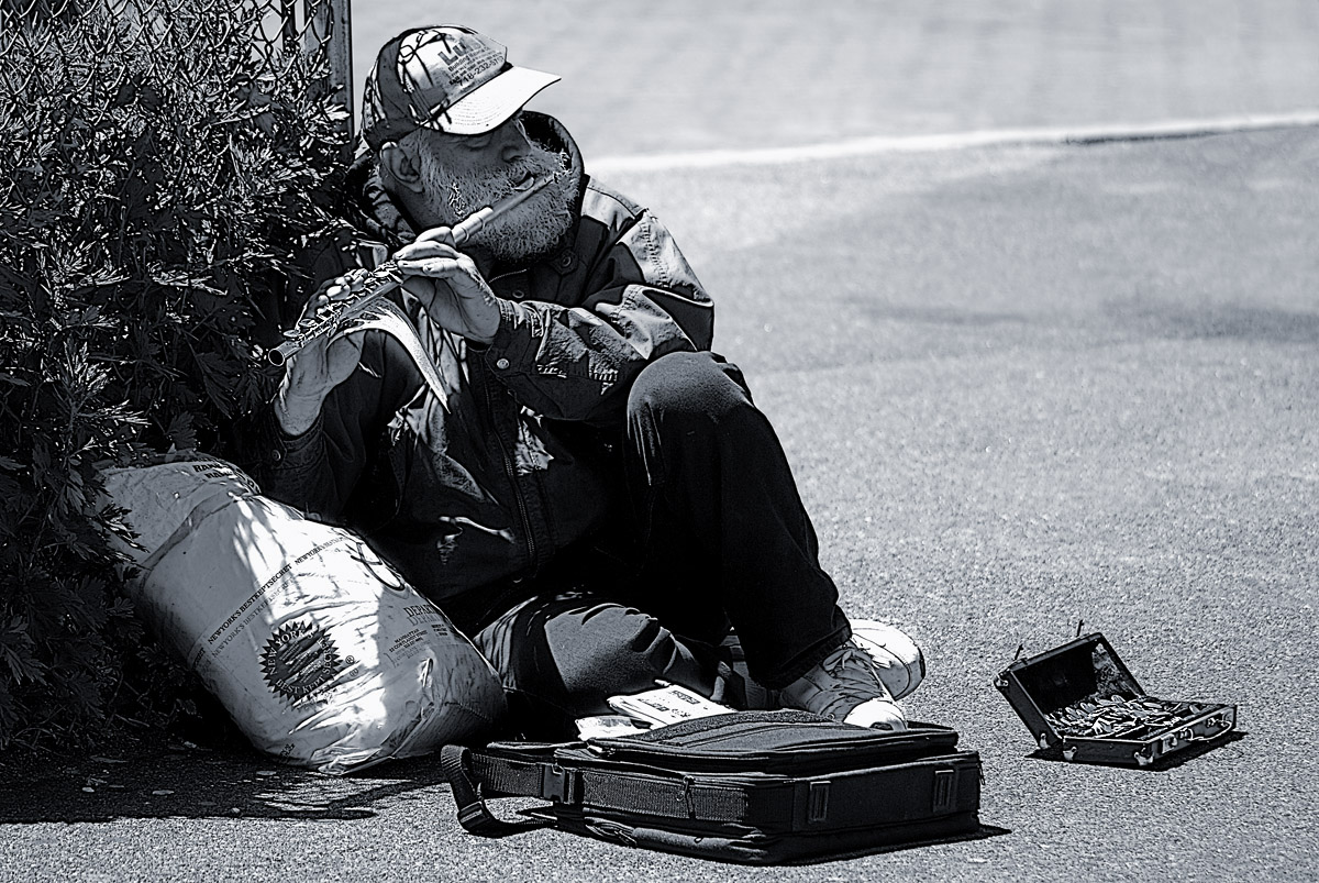 Homeless Person USA NYC Battery Park Close To Liberty Island Ferry